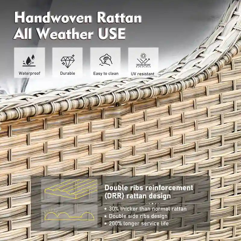 Ensemble de conversation de jardin 9 pièces XIZZI avec fauteuil pivotant
