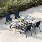 Chaises de patio, Lot de 4/6 chaises de salle à manger empilables d'extérieur en textilène léger résistant aux intempéries avec accoudoirs pour jardin, terrasse de piscine
