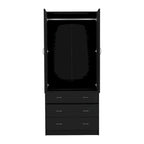 Grande Armoire Moderne à Deux Portes avec 3 Tiroirs et 1 Tringle pour Chambre à Coucher