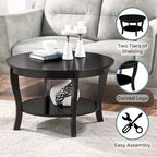 Table basse ronde avec étagère American Heritage de Convenience Concepts