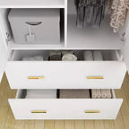 Hitow Armoire de rangement double tiroir avec portes miroir et zones de rangement