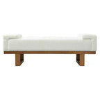 Banc rembourré Paulina moderne en bois d'hévéa et tissu bouclé Christopher Knight Home