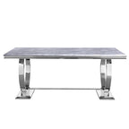 Table de salle à manger moderne avec piètement en U en acier inoxydable