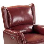 Fauteuil inclinable électrique en cuir véritable avec port USB – Ensemble de 2 fauteuils à oreilles cloutés