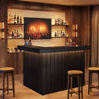 Bar de salon en L Lantine, bar à liqueurs d'angle à 4 niveaux avec étagères de rangement et porte-verres à vin pour pub à domicile