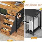 Bureau Gamer en L, Bureau d'Ordinateur avec Panneau Perforé, 5 Tiroirs et Étagère de Rangement