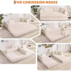 Canapé-lit convertible 5 en 1, canapé-lit modulaire en velours côtelé de 2 mètres avec cadre robuste, futon multifonctionnel pour petit espace, salon et chambre d'amis