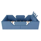Lit plateforme double Whisen, cadre de lit rembourré pour enfants avec coussin lapin, barrières latérales amovibles