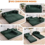 Canapé-lit convertible 5 en 1, canapé-lit modulaire en velours côtelé de 2 mètres avec cadre robuste, futon multifonctionnel pour petit espace, salon et chambre d'amis