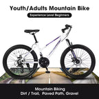 VTT Okak 24/26 pouces avec 21 vitesses et double freins à disque, vélo pour enfants avec suspension avant de 100 mm, Dirt Bike pour adolescents et femmes