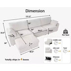 Canapé d'angle modulaire en velours côtelé Dyonery avec housses lavables