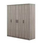 Armoire 4 portes en bois avec tringle, 1 tiroir et étagères de rangement
