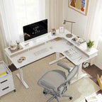Bureau d'angle électrique debout avec 3 tiroirs et roulettes verrouillables, 160