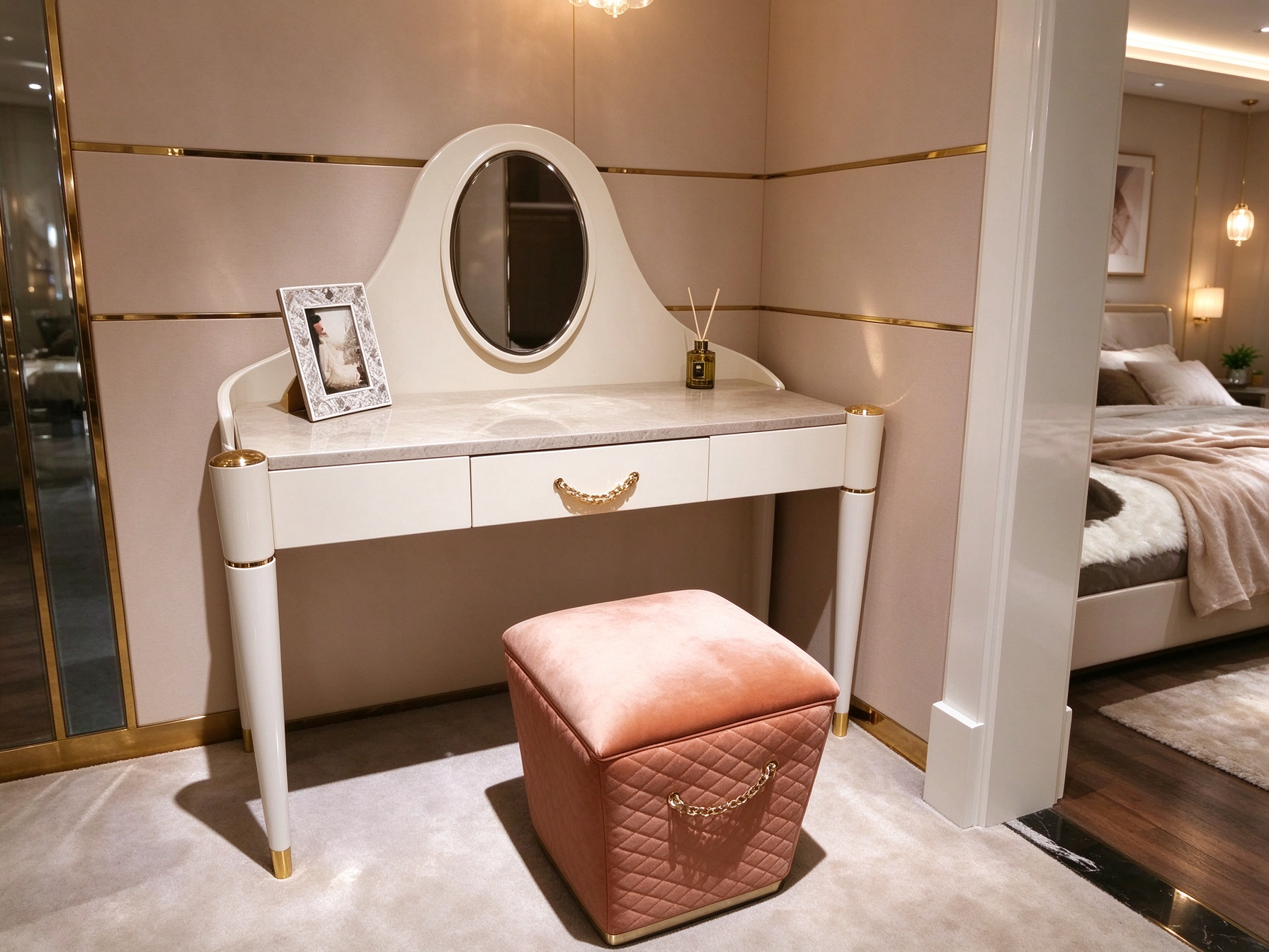 Coiffeuse en cuir