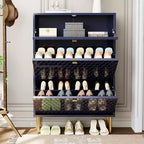 CLIHOME Meuble à chaussures d'entrée 24 paires, avec tiroirs basculants, étagère de rangement