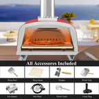Four à Pizza Extérieur Multi-Combustibles avec Brûleur à Gaz et Boîte à Bois - 12 pouces