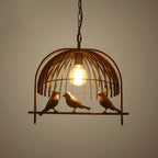 Suspension îlot de cuisine industrielle en métal en forme de cage à oiseaux