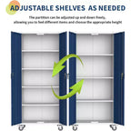 Armoire de rangement en acier de 180 cm avec portes verrouillables et 4 étagères réglables, meuble métallique robuste pour abri de voiture/bureau/garde-manger, conception antirouille