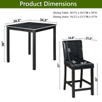 Ensemble de salle à manger moderne 5 pièces avec table carrée hauteur comptoir et 4 chaises rembourrées