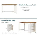 Ensemble table et chaises Homy Casa 5 pièces hauteur comptoir avec étagères de rangement, blanc et noyer, style ferme moderne