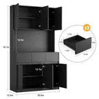 Armoire de cuisine de 71 pouces, vaisselier avec lumières LED et prises de courant, buffet avec support pour micro-ondes, étagères réglables