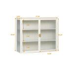 Meuble haut moderne à 2 portes Okak avec portes vitrées de rangement à 3 niveaux pour entrée/salle à manger/salon/cuisine