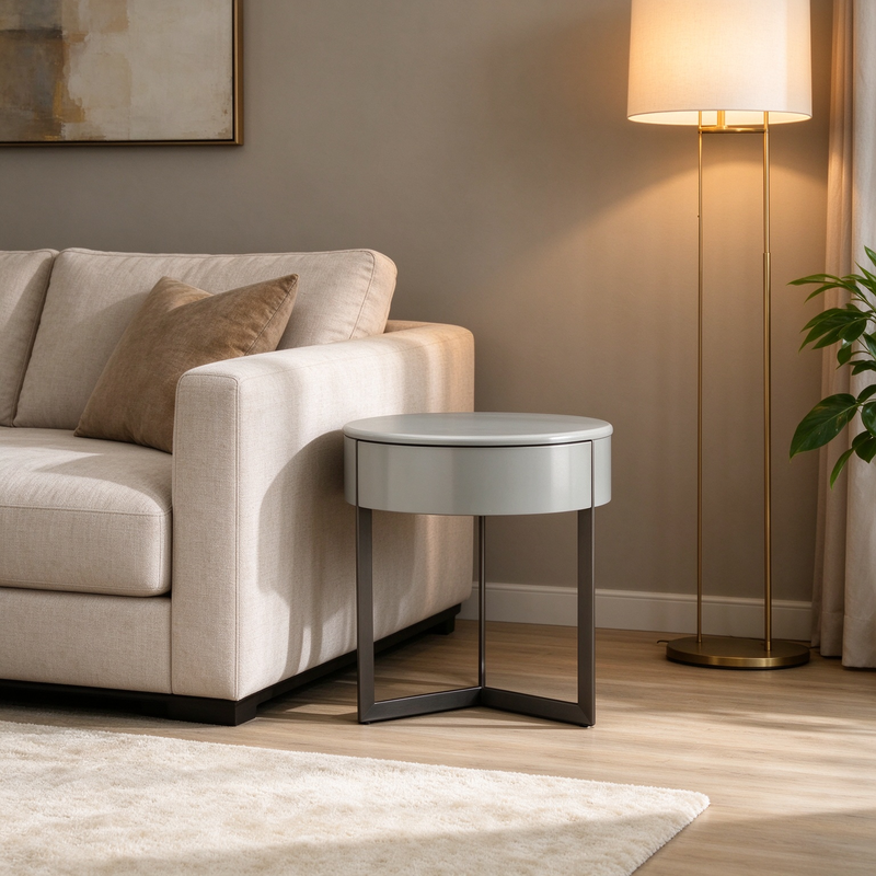 Table de chevet grise élégante pour chambres modernes
