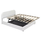 Lit capitonné Queen Size avec rangement escamotable - Blanc
