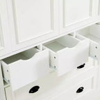 Garde-manger de cuisine autoportant Whisen de 180 cm de haut, grand buffet de salle à manger avec 4 portes pliantes, étagères, porte-bouteilles