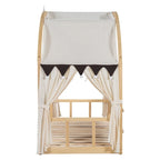 Lit cabane Montessori en bois massif avec plateforme, toit voûté et lit gigogne pour filles et garçons