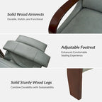 Fauteuil inclinable manuel Alex Mid-century Modern Cigar en cuir véritable avec accoudoirs incurvés en bois