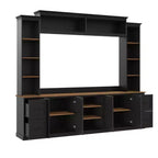 Meuble TV mural 4-en-1 ModernLuxe de style campagnard, convient aux téléviseurs jusqu'à 70 pouces, meuble TV console multimédia avec étagères réglables et tiroirs