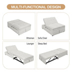 Canapé convertible 3 places 4-en-1 en lin 72,5" avec dossier réglable sur 5 niveaux et poche de rangement