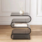 Table d'appoint contemporaine en acrylique en forme de S avec rangement