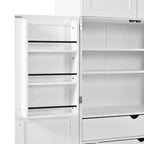 Garde-manger de cuisine autoportant 77H, armoire de rangement de style ferme avec étagères réglables, étagères de porte, tiroirs et casiers à vin - ModernLuxe