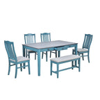 Ensemble de salle à manger 6 pièces en bois avec 4 chaises et un banc, table avec tiroir
