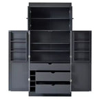 Garde-manger de cuisine autoportant 77H, armoire de rangement de style ferme avec étagères réglables, étagères de porte, tiroirs et casiers à vin - ModernLuxe