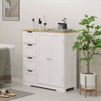 Meuble bas de salle de bain HOMCOM avec étagère réglable, meuble de rangement de salle de bain autoportant avec 4 tiroirs et 2 portes, blanc