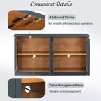 Buffet de rangement 4 portes avec portes vitrées, meuble arqué avec étagères réglables pour la cuisine