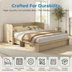 Lit armoire escamotable convertible Mjkone Queen Size avec chargement USB, tiroirs de rangement, matelas non inclus