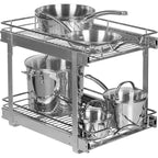 Organisateur de placard coulissant à 2 niveaux en métal robuste avec garantie limitée à vie - Fini chrome antirouille