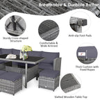 Ensemble de salle à manger Costway 7 pièces en rotin pour terrasse, canapé sectionnel et pouf - Voir détails