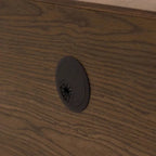 Meuble TV minimaliste avec tiroirsConsole multimédia en bois massif avec placards, porte abattante, placage noyer, entièrement assemblé
