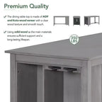 Ensemble de salle à manger 5 pièces de hauteur comptoir pour 4, table rectangulaire en bois avec étagères de rangement et compartiment à vin/barre