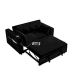 Canapé-lit gigogne 54 po, canapé-lit inclinable 2 places avec rangement, oreiller lombaire, prise USB