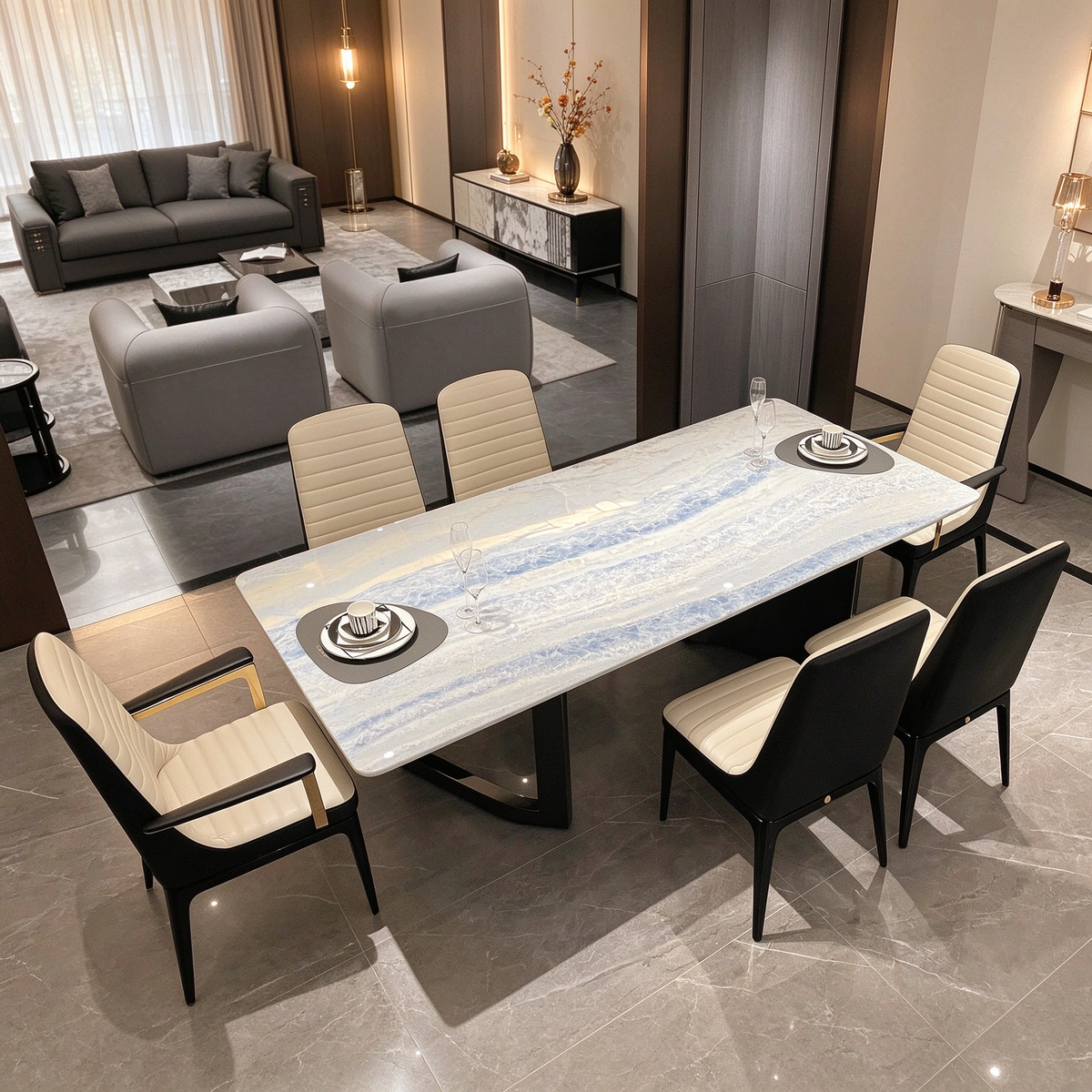 Table à manger rectangulaire moderne pour salles à manger élégantes