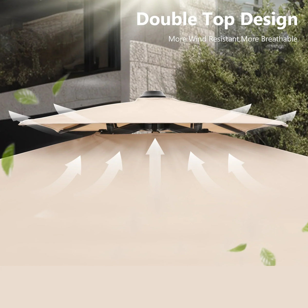 MAISON ARTS Parasol déporté hydraulique automatique 3,6 m avec mât en aluminium et rotation à 360 degrés