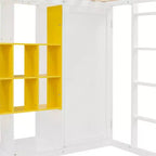 Lit mezzanine enfant avec armoire et étagères, Cadre de lit mezzanine en bois avec meuble de rangement pour enfants et adolescents