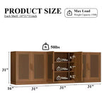 Buffet de rangement à portes en rotin 3 ensembles avec étagères réglables - 93L x 31H
