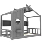 Lit cabane cabane Montessori pour enfant avec étagère de rangement - ModernLuxe